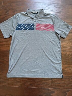Travis Mathew Mens American Flag Stars & Stripes Golf Polo XL NWOT *Cut Wash Tag